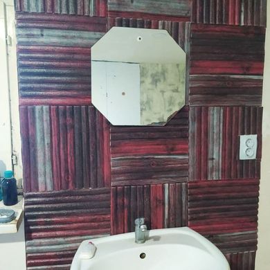 Самоклеющаяся 3D панель бамбук красно-серый 700x700x8,5мм (74) (SW-00000087)