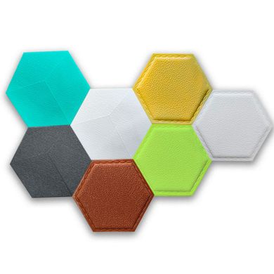Декоративний самоклеючий шестикутник під шкіру темно-жовтий 200x230х8мм (SW-00000741)