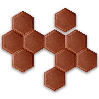 Декоративный самоклеящийся шестиугольник под кожу оранжевый 200x230х8мм (SW-00000743)