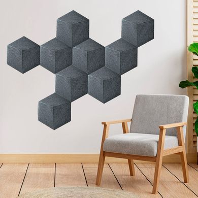 Декоративний самоклеючий шестикутник 3D чорний 200x230х5мм (SW-00000746)