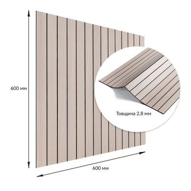 Покриття вінілове самоклеюче 3D рейки ясен кремовий 600*600*2,8мм (D) SW-00002199, 600*600 мм