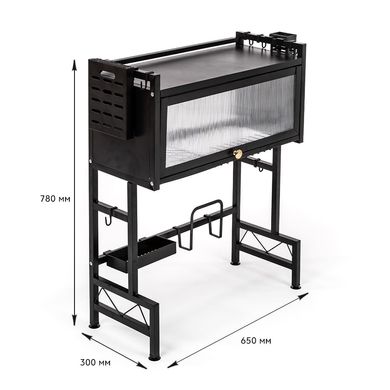 Полка-органайзер для хранения и сушки посуды над раковиной мобильная из нержавеющей стали черная 65*30*78см SW-00002115