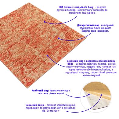 Самоклеющаяся 3D панель мрамор коралловый 700x770x5мм (66) (SW-00000169)