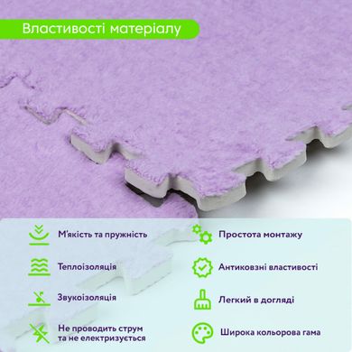 Пол-пазл плюшевый ФИОЛЕТОВЫЙ 30*30*1cm (D) SW-00002086, 10 мм