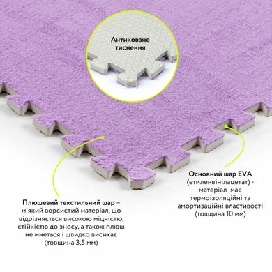 Пол-пазл плюшевый ФИОЛЕТОВЫЙ 60*60*1cm (D) SW-00002087, 10 мм