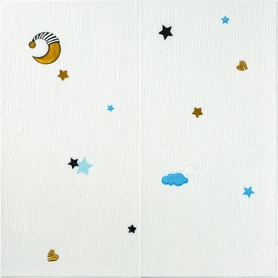 Панель стінова 3D 700*700*4mm зірки та місяць на білому фоні (D) SW-00001970, 4 мм