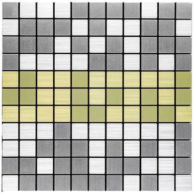 Самоклеющаяся алюминиевая плитка серебряная с золотом мозаика 300х300х3мм SW-00001826 (D), 3 мм
