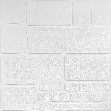 Самоклеюча 3D панель камінь білий 700х700х6мм (151) (SW-00001155)