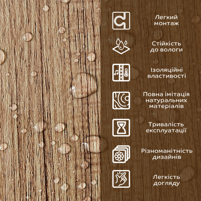 Декоративна ПВХ плита 1,22м х 2,44м х 3мм Під дерево SW-00001403