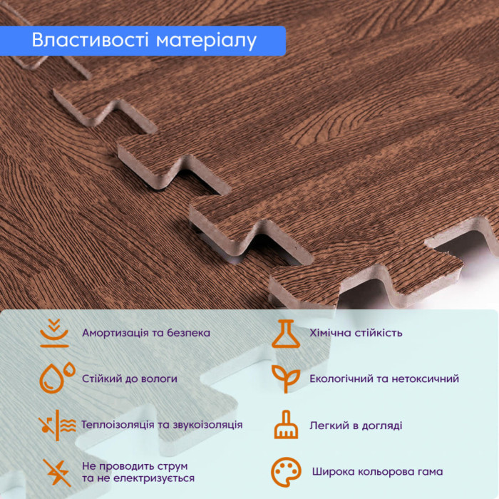 Пол пазл - модульное напольное покрытие 600x600x10мм Коричневое дерево (МР6) SW-00000204